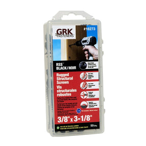 GRK Fasteners RSS 16273 Rugged Structural Screw, 3/8 in Thread, 3-1/8 in L, CEE, W-Cut Thread, Round Washer Head, Steel