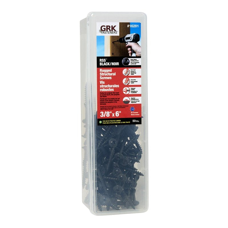 GRK Fasteners RSS 16281 Rugged Structural Screw, 3/8 in Thread, 6 in L, CEE, W-Cut Thread, Round Washer Head, Star Drive