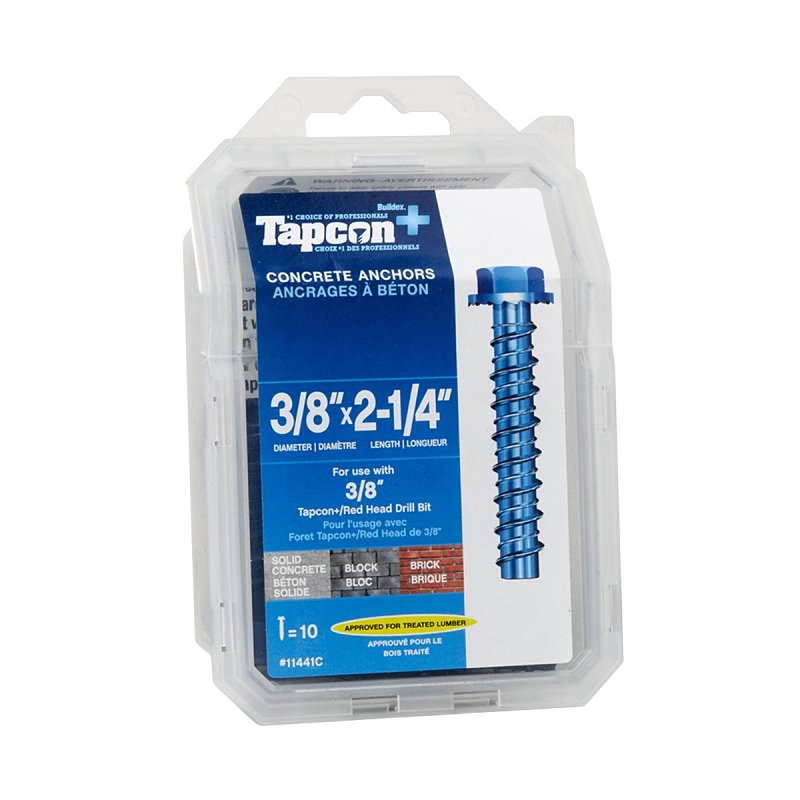 Tapcon+ 11441C Concrete Anchor, 3/8 in Dia, 2-1/4 in L, Blue Climaseal