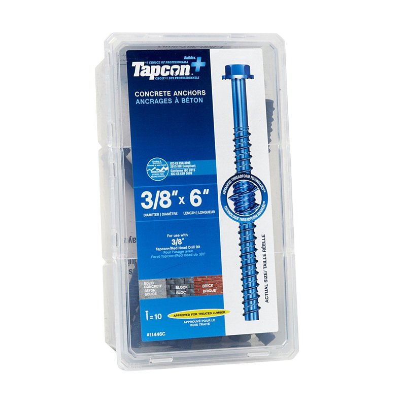 Tapcon+ 11446C Concrete Anchor, 3/8 in Dia, 6 in L, Blue Climaseal