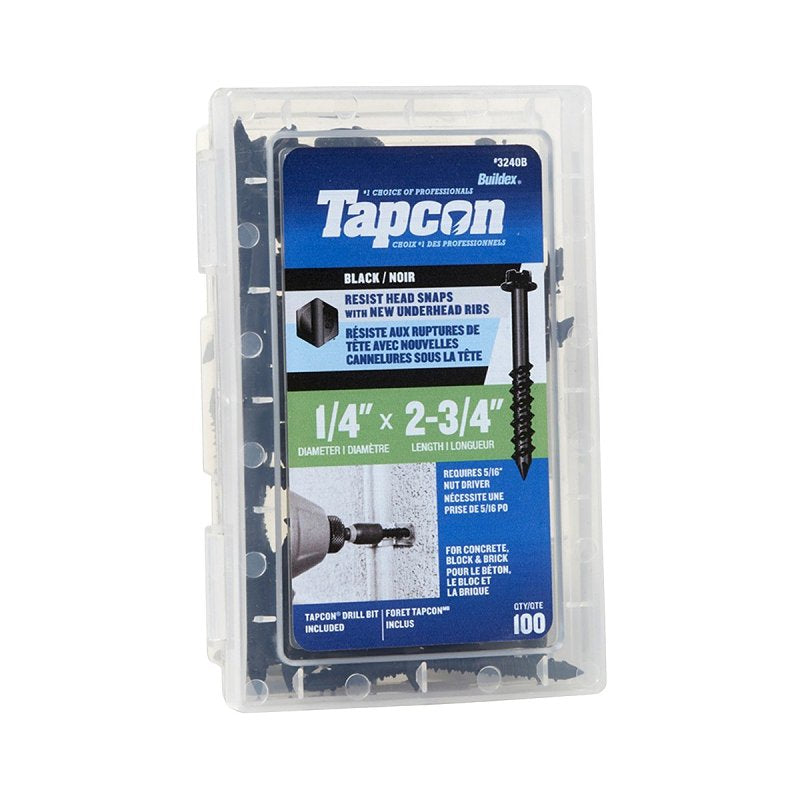 Tapcon 3240B Concrete Anchor, 1/4 in Dia, 2-3/4 in L, Steel