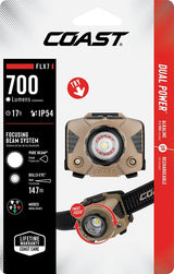 Coast FLX7 Headlamp, AAA Battery, Alkaline Battery, LED Lamp, 700 Lumens (High), 110 Lumens (Low), 370 Lumens (Medium)