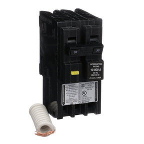 Square D Homeline HOM230GFIC Miniature Circuit Breaker, GFCI, 30 A, 2-Pole, 120/240 V, Plug-In Mounting, Pack of 3