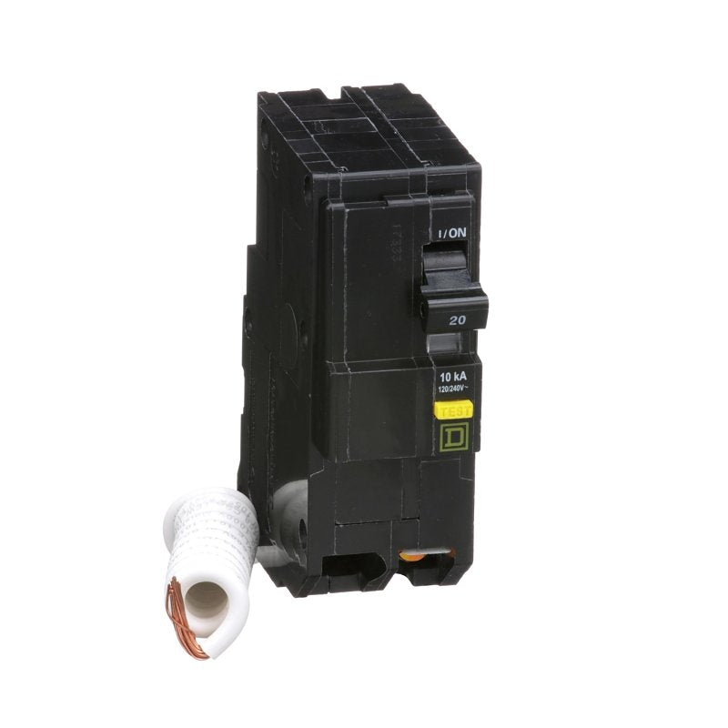 Square D QO QO220GFICP Circuit Breaker, Mini, 20 A, 2 -Pole, 120/240 VAC, Plug Mounting