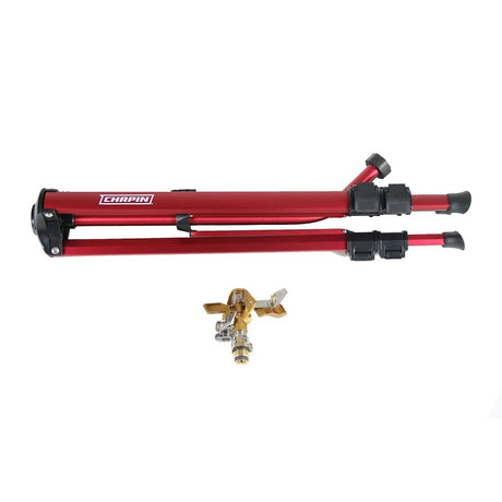 Chapin 4996 Tripod Lawn Sprinkler with Impact Sprinkler Head, 20 to 35 ft, Brass/Metal/Nitrile