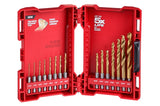 Milwaukee SHOCKWAVE Impact Duty RED HELIX Series 48-89-4670 Drill Bit Set, 15-Piece, Steel, Titanium