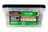 Camo 0376130 Deck Screw, #8 Thread, 2 in L, Coarse Thread, Countersink Head, Star Drive, Type 17 Slash Point, 100