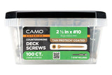 Camo 0376150 Deck Screw, #10 Thread, 2-1/2 in L, Coarse Thread, Flat Head, Star Drive, Type 17 Slash Point, Carbon Steel