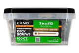 Camo 0376170 Deck Screw, #10 Thread, 3 in L, Coarse Thread, Countersink Head, Star Drive, Type 17 Slash Point