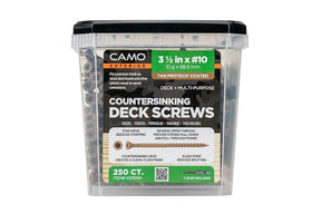 Camo 0376194 Deck Screw, #10 Thread, 3-1/2 in L, Coarse Thread, Flat Head, Star Drive, Type 17 Slash Point, Carbon Steel