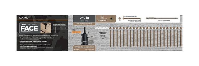 Camo 0395070 Deck Screw, #10 Thread, 2-1/2 in L, Coarse Thread, Flat Head, Star Drive, Type 99 Double Slash Point, 1000
