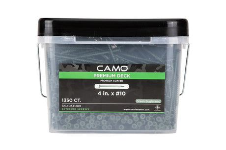 Camo 0341209 Deck Screw, #10 Thread, 4 in L, Coarse Thread, Bugle Head, Torx Drive, Type 17 Slash Point, Carbon Steel