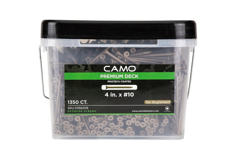 Camo 0356209 Deck Screw, #10 Thread, 4 in L, Coarse Thread, Bugle Head, Star Drive, Type 17 Slash Point, Protech