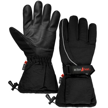 ActionHeat AH-GV-AA-01-M Battery Heated Gloves, Men's, One-Size, Elastic Cuff, Leather/Nylon/Polyester, Black, Pack of 3