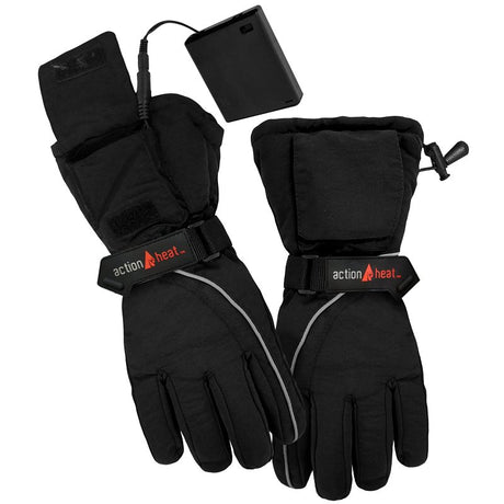 ActionHeat AH-GV-AA-01-M Battery Heated Gloves, Men's, One-Size, Elastic Cuff, Leather/Nylon/Polyester, Black, Pack of 3