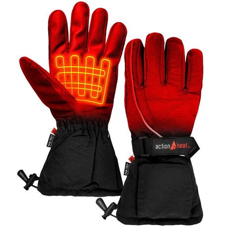 ActionHeat AH-GV-AA-01-M Battery Heated Gloves, Men's, One-Size, Elastic Cuff, Leather/Nylon/Polyester, Black, Pack of 3