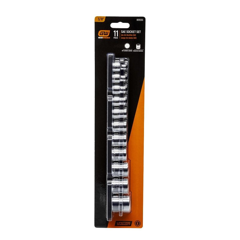 GearWrench 80553 Standard Socket Set, Alloy Steel, Full Polish Chrome