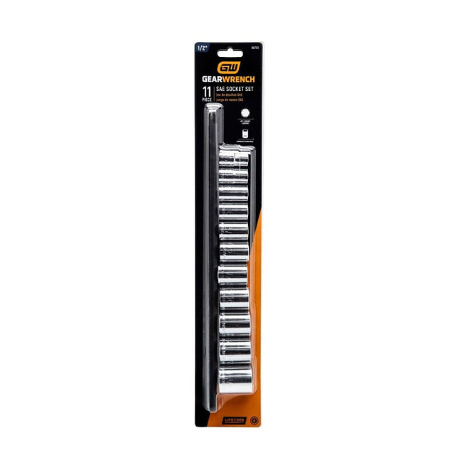 GearWrench 80703 Standard Socket Set, Alloy Steel, Full Polish Chrome