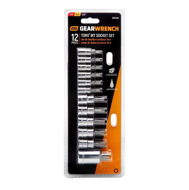 GearWrench 80723 Socket Set, 13-Piece, Steel, Black-Oxide/Full Polish Chrome