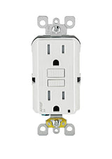 SmartlockPro R22-AGTR1-0KW Dual Function AFCI/GFCI Outlet, 125 VAC, 15 A, NEMA: 5-15R, Back, Side Wiring, White