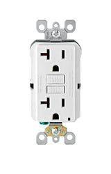 Leviton M22-GFNT2-03W Self-Test Slim Outlet, 125 V, 20 A, NEMA: NEMA 5, NEMA 5-20, Duplex, GFCI Socket, White