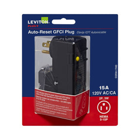 Leviton R51-GSRA1-THD Plug, 2-Pole, 15 A, 120 V, NEMA: NEMA 5-15, Black