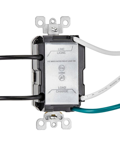 SmartlockPro R02-GUAC1-0BW GFCI Receptacle, 125 VAC, 15 A, NEMA: NEMA 5-15R, Back, Side Wiring, White