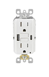 SmartlockPro R02-GUAC1-0BW GFCI Receptacle, 125 VAC, 15 A, NEMA: NEMA 5-15R, Back, Side Wiring, White