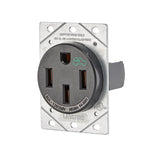 Leviton 1450R Duplex Outlet, 3-Pole, 50 A, 125/250 VAC, Side Wiring, NEMA: NEMA 14-50R, Black