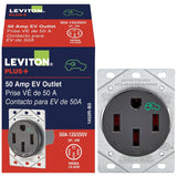 Leviton 1450R Duplex Outlet, 3-Pole, 50 A, 125/250 VAC, Side Wiring, NEMA: NEMA 14-50R, Black