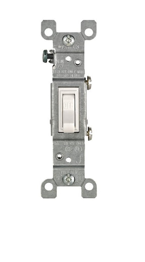 Leviton 2651-2W Residential-Grade Toggle Switch, 15 A, 120 VAC, Side Terminal, 2.37 in L Panel Cutout, White