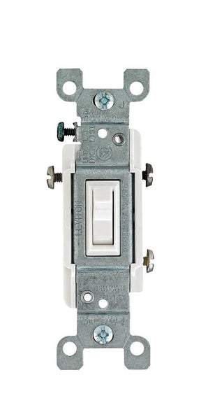 Leviton 2653-2W Residential-Grade Toggle Switch, 15 A, 120 VAC, Side Terminal, 2.38 in L Panel Cutout, White