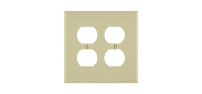 Leviton R51-0PJ82-00I Wallplate, 4.88 in L, 4.94 in W, Midway, 2 -Gang, Thermoplastic Nylon, Ivory, Smooth