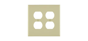 Leviton R51-0PJ82-00I Wallplate, 4.88 in L, 4.94 in W, Midway, 2 -Gang, Thermoplastic Nylon, Ivory, Smooth