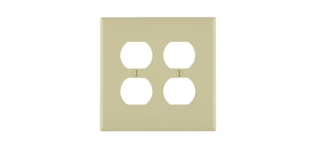 Leviton R51-0PJ82-00I Wallplate, 4.88 in L, 4.94 in W, Midway, 2 -Gang, Thermoplastic Nylon, Ivory, Smooth