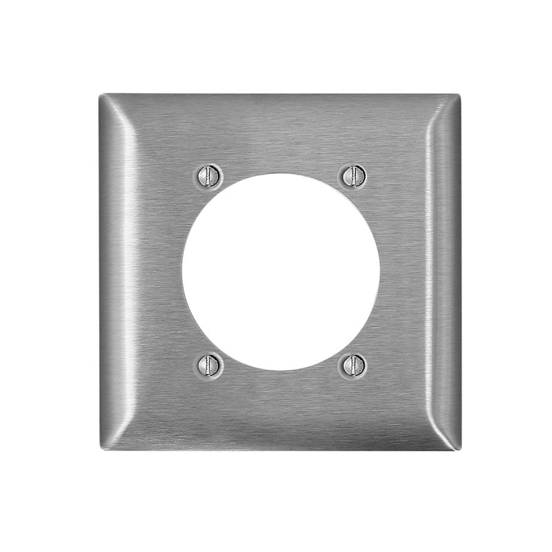 Leviton C SL701 Opening Wallplate, 4.54 in L, 4.6 in W, Standard, 2-Gang, 430 Stainless Steel, Silver