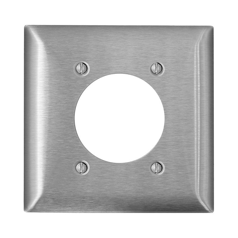 Leviton C Series SL703 Opening Wallplate, 4.54 in L, 4.6 in W, Standard, 2-Gang, 430 Stainless Steel, Silver