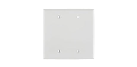 Leviton PJ23-W Blank Wallplate, 4-7/8 in L, 4.937 in W, 0.255 in Thick, 2-Gang, Nylon, White, Box
