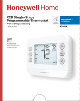 Honeywell X2P RTH20B Programmable Thermostat, 24 V, Backlight Display, White
