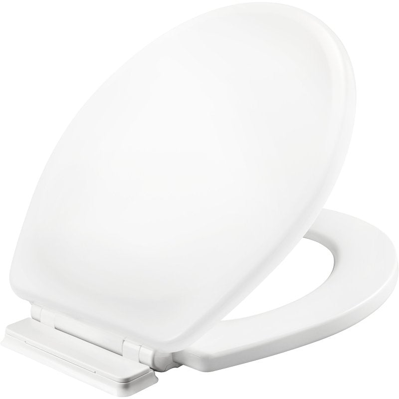 Mayfair 878SLW000 Toilet Seat, Round, Wood, White, Single Hinge
