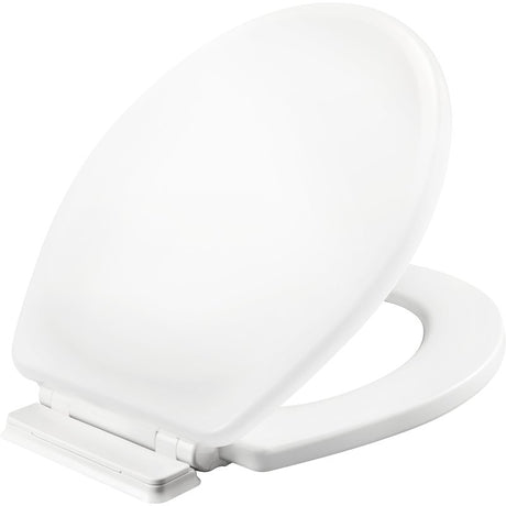 Mayfair 878SLW000 Toilet Seat, Round, Wood, White, Single Hinge