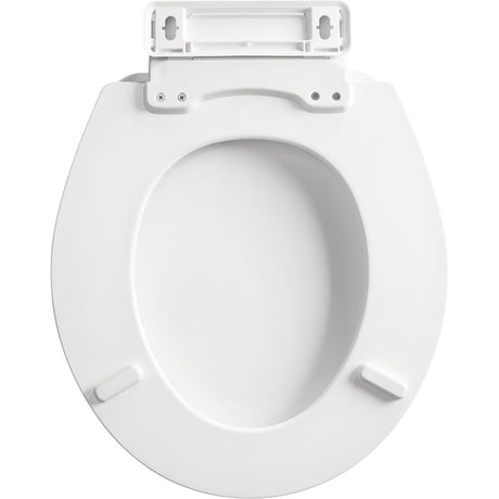 Mayfair 878SLW000 Toilet Seat, Round, Wood, White, Single Hinge
