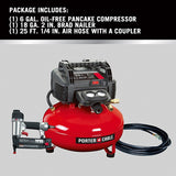 Porter-Cable PXCM12236 Portable Air Compressor, Electric, 6 gal Tank, 0.8 hp, 120 V, 150 psi Pressure, 1-Stage