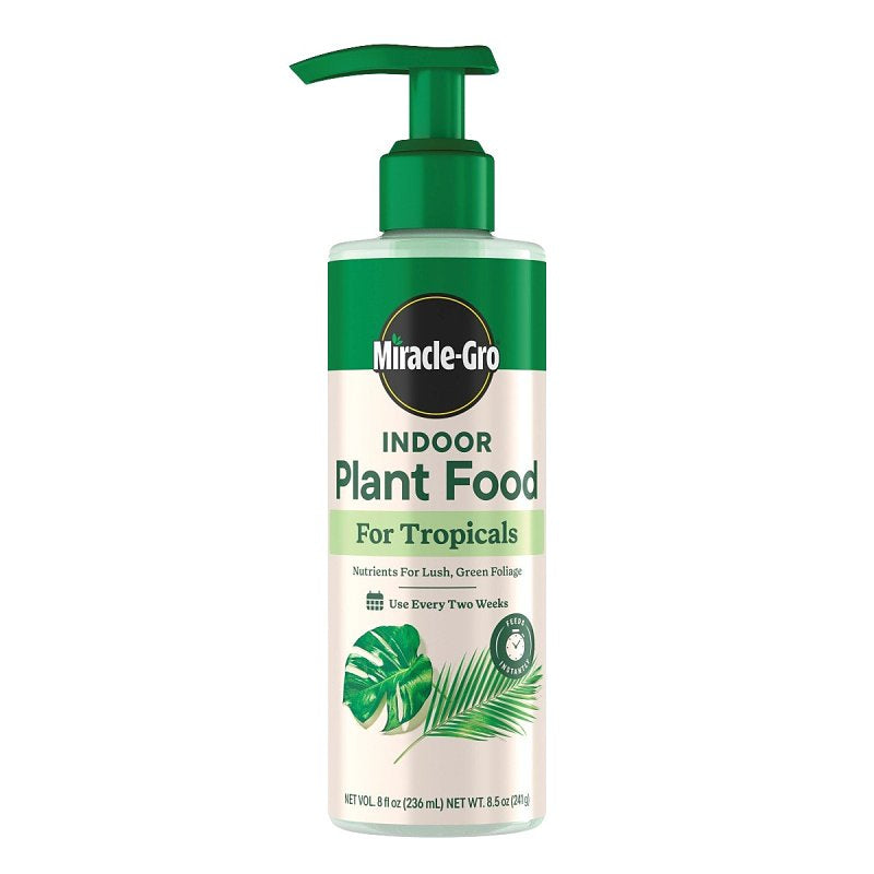 Miracle-Gro Tropical 3421606 Houseplant Food, 8 oz Bottle, Liquid, 1-0.5-1 N-P-K Ratio