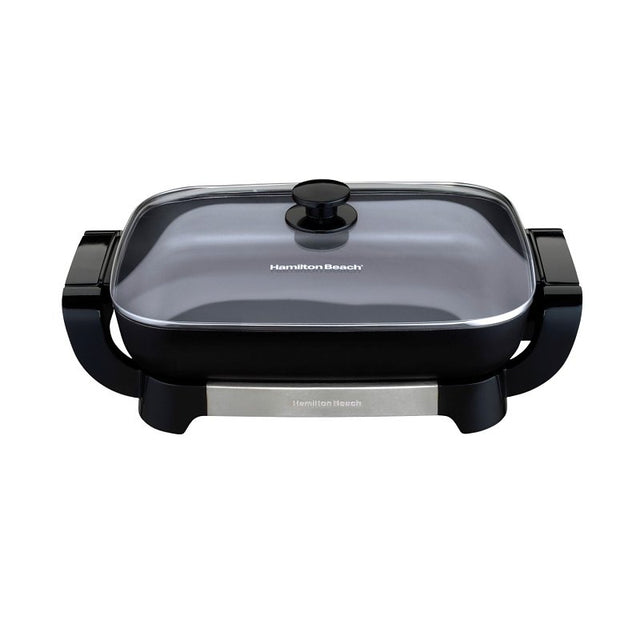 Hamilton Beach Durathon 38531 Electric Skillet, 15 in W Cooking Surface, 12 in D Cooking Surface, 1500 W, Black