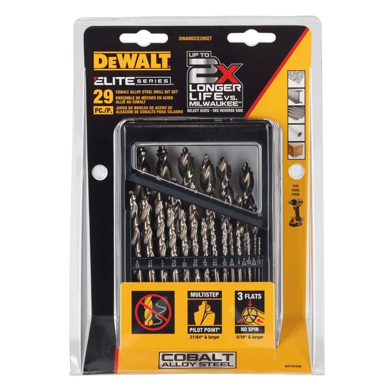 DEWALT Pilot Point ELITE Series DWAMDCE29SET Drill Bit Set, 29-Piece, Cobalt Alloy Steel