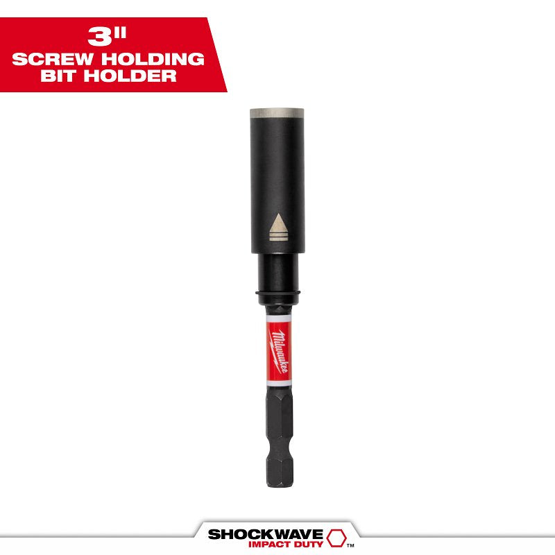 Milwaukee SHOCKWAVE 48-32-7903 Impact-Duty Screw-Holding Bit Holder, 1/4 in Drive, 1/4 in Shank, Hex Shank, S2 Steel
