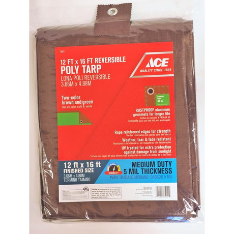 Ace 12 ft. W X 16 ft. L Medium Duty Polyethylene Tarp Brown/Green