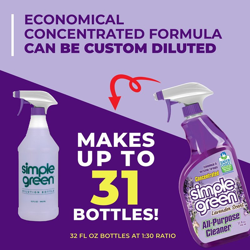 Simple Green 1610001200032 All-Purpose Cleaner, 32 fl-oz Spray Bottle, Liquid, Lavender, Purple