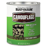 Rust-Oleum 379561 Paint, Water Base, Flat Sheen, Flat Army Green, 1 qt, 50 to 90 sq-ft/qt Coverage Area, Pack of 2